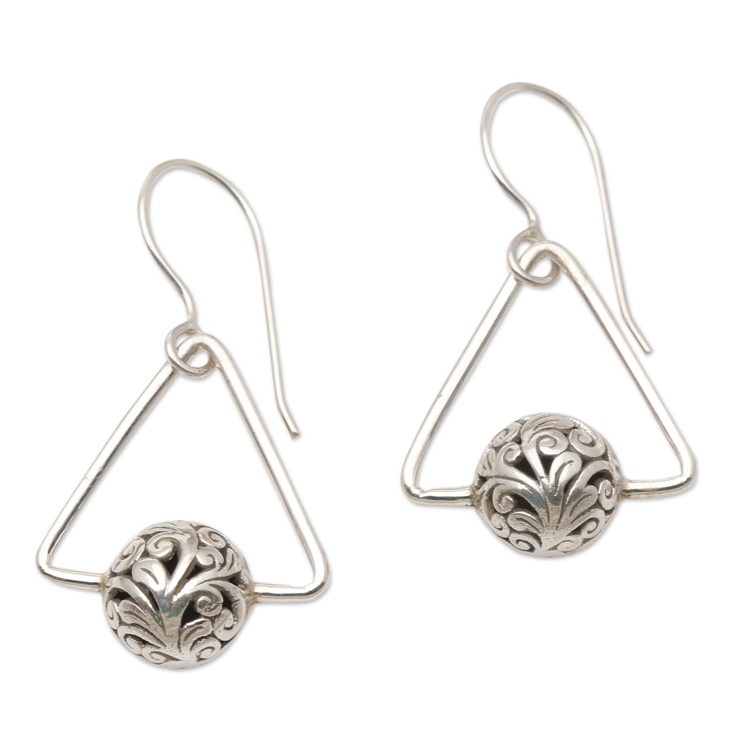 Hand Made Sterling Silver Triangle Dangle Earrings - Half Hope