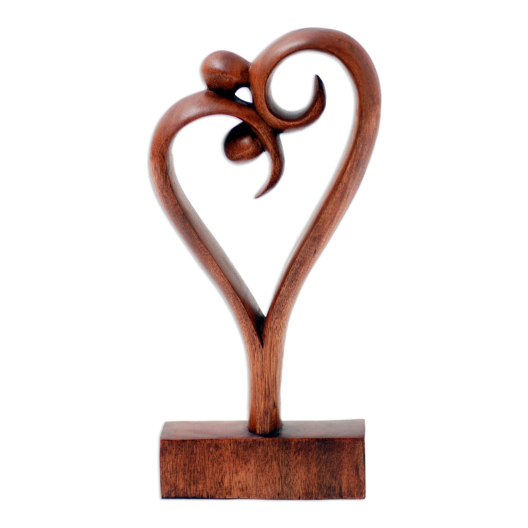 Artisan Crafted Suar Wood Sculpture - Love Dancing