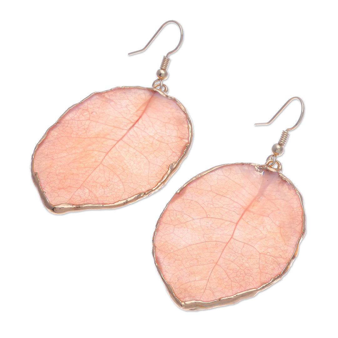 Gold-Plated Bougainvillea Petal Dangle Earrings - Bougainvillea Love