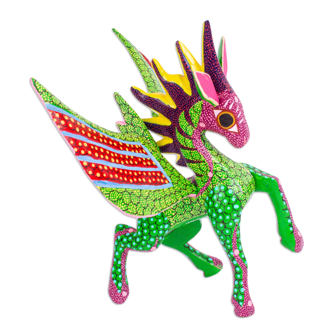 Hand Painted Pegasus Alebrije Sculpture - Mythical Pegasus