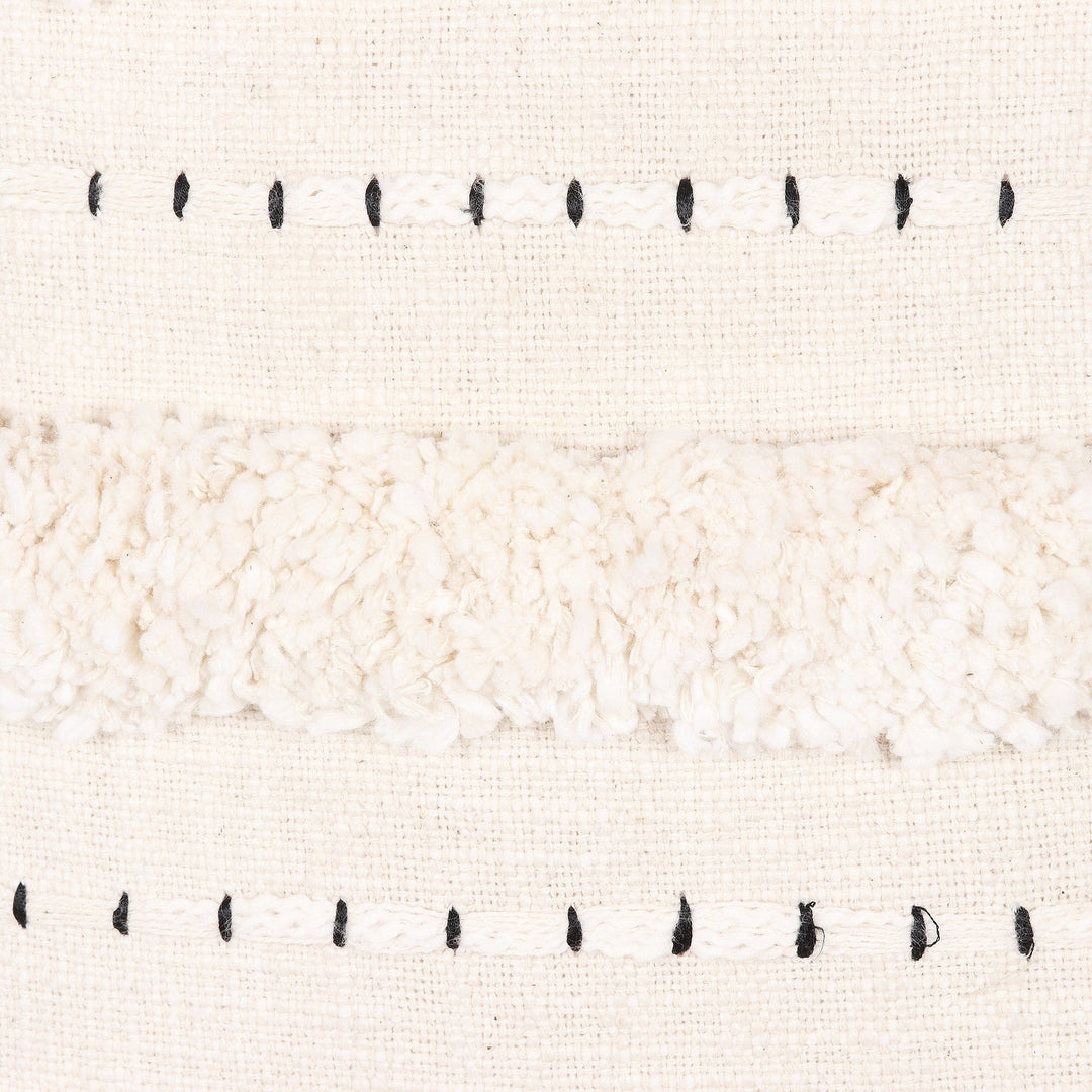 Embroidered Ivory Cotton Cushion Covers (Pair) - Ivory Tufts
