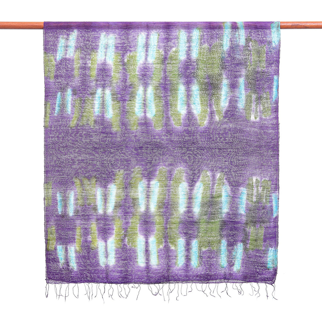 Handmade Batik Silk Scarf from Thailand - Vivid Night