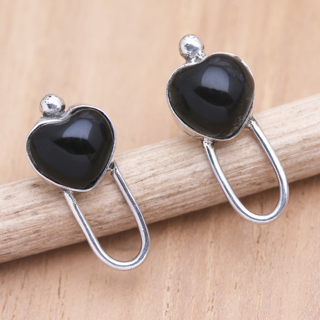 Sterling Silver and Buffalo Horn Heart-Motif Drop Earrings - To Feel Your Love