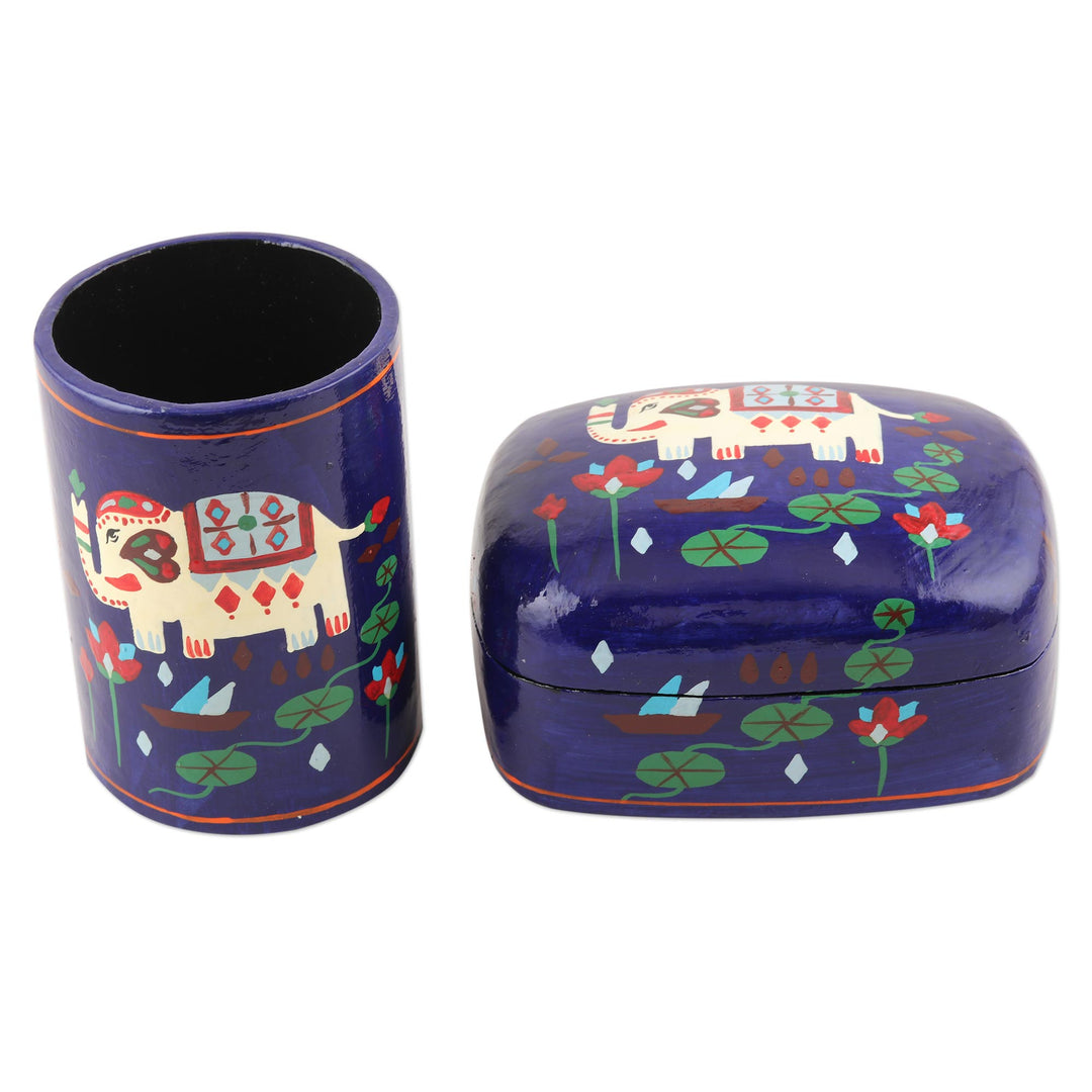 Hand Crafted Papier Mache Pen Holder - Midnight Tale