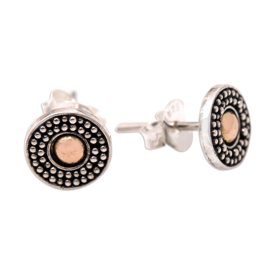 Gold-Accented Sterling Silver Stud Earrings - Balinese Music