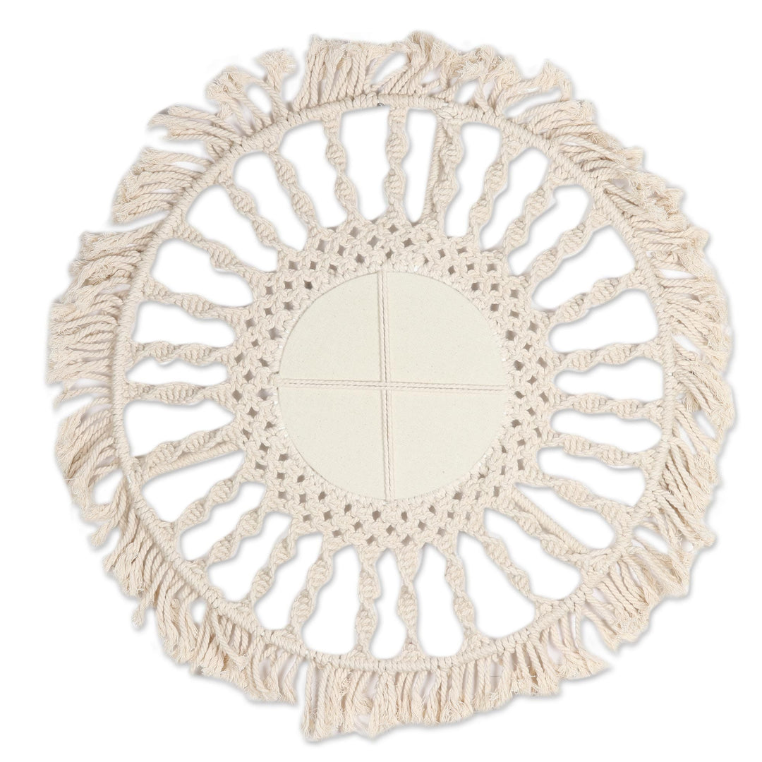 Hand Crafted Cotton Macrame Wall Mirror - Shining Reflection