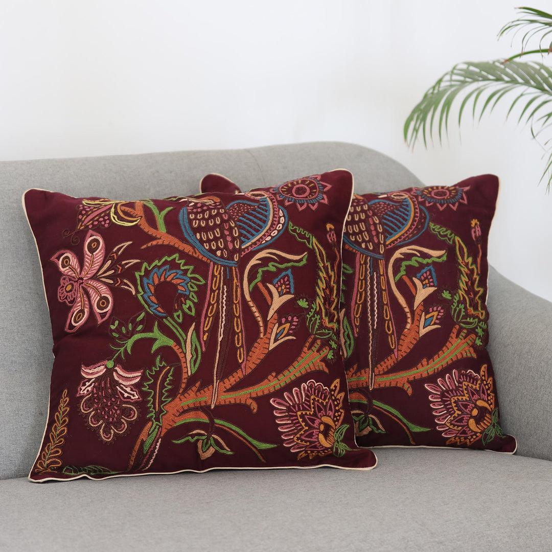 Cotton Cushion Covers with Floral Motif (Set of 2) - Floral Muse