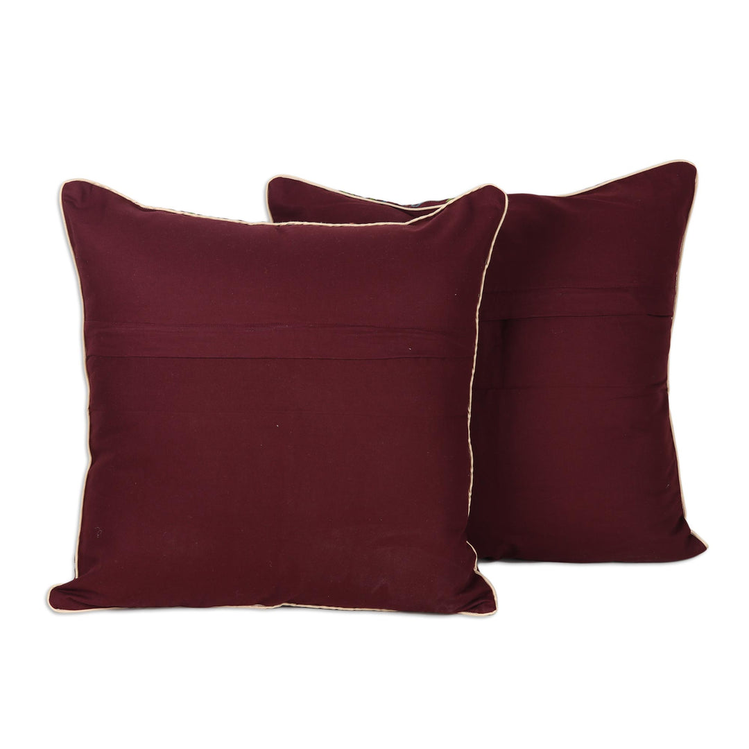 Cotton Cushion Covers with Floral Motif (Set of 2) - Floral Muse