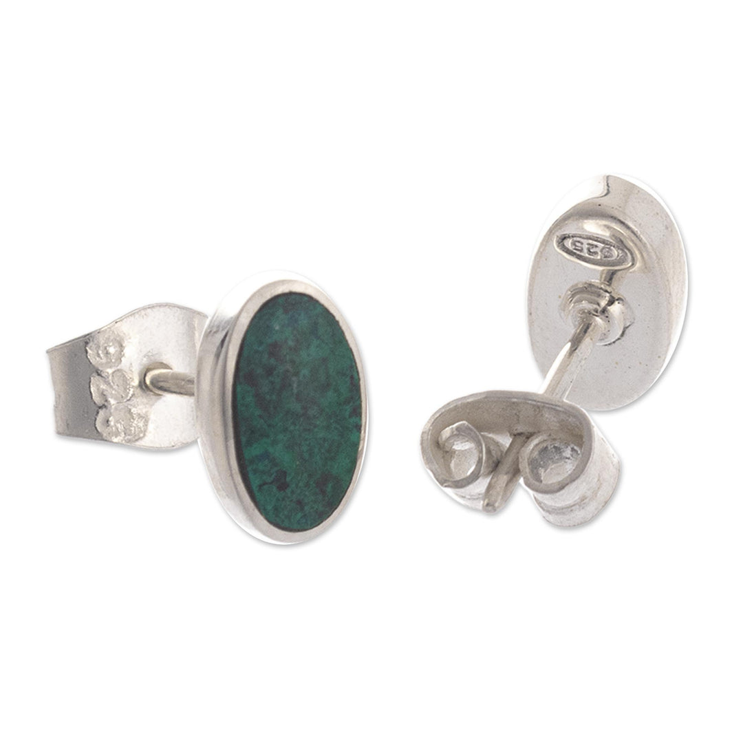 Artisan Crafted Oval Chrysocolla Earrings - Long Run