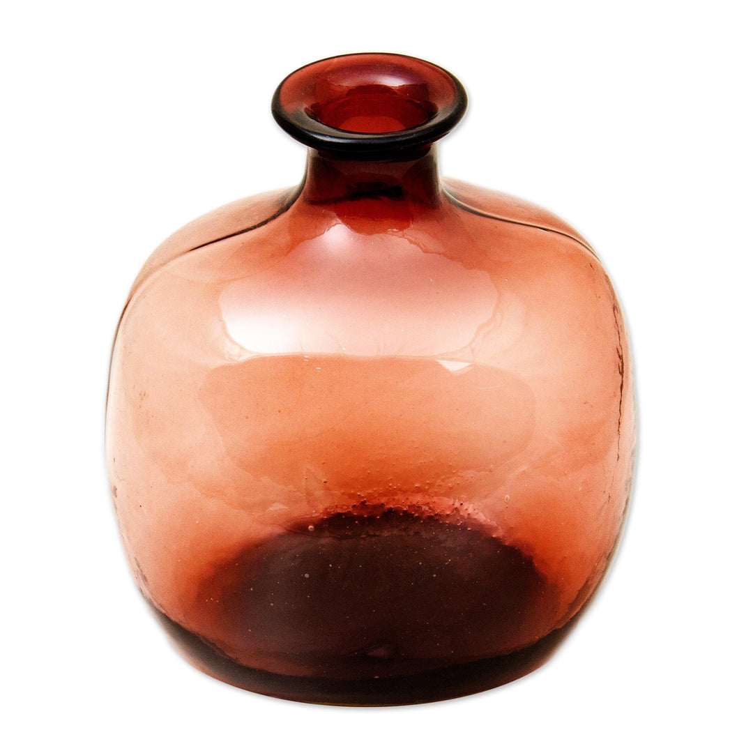 Decorative Narrow Necked Translucent Red Blown Glass Vase - Cinnabar Red Bottle