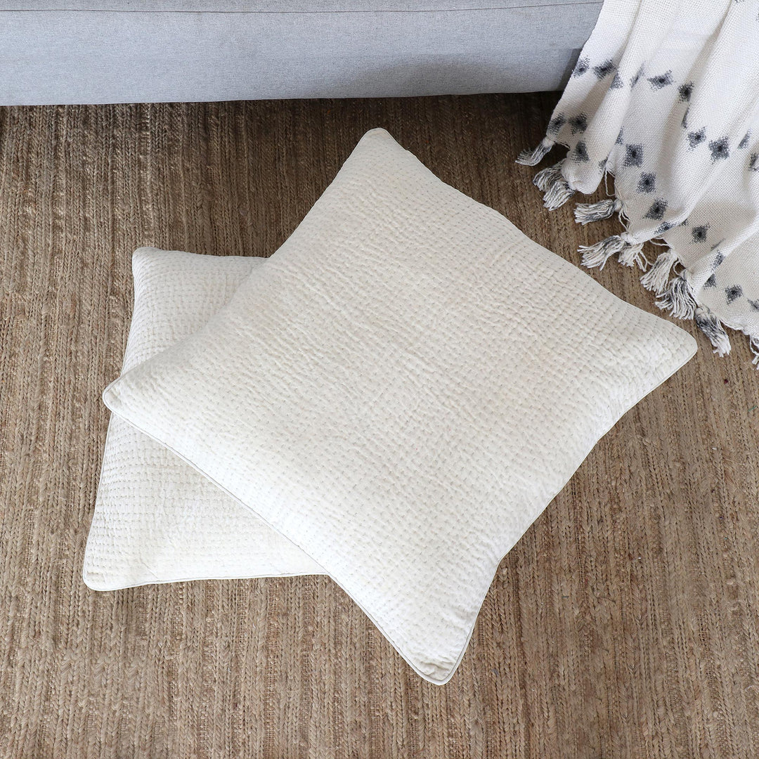 Faux Velvet Ivory Cushion Covers (Pair) - First Snow