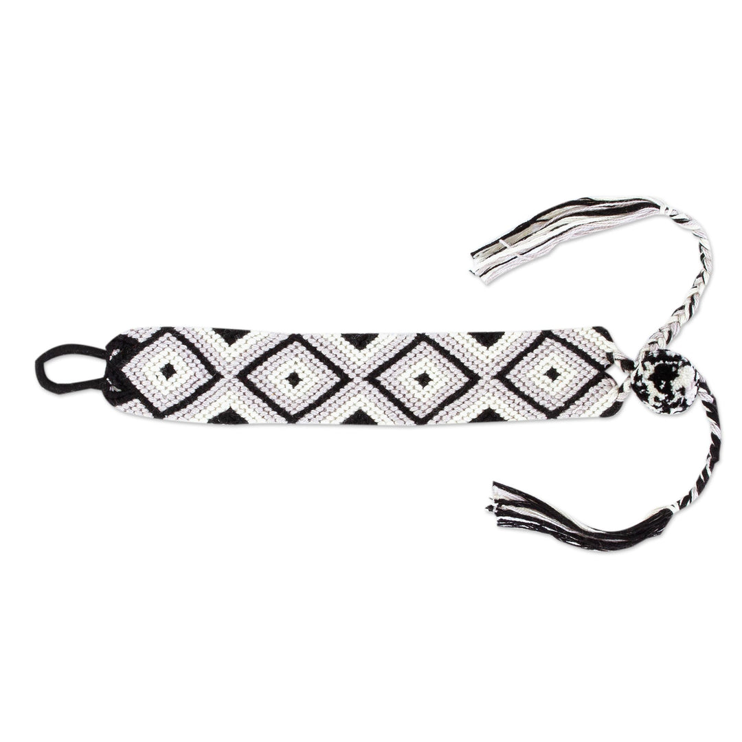 Grey and Black 100% Cotton Macrame Bracelet from Chiapas - Emerging Diamonds