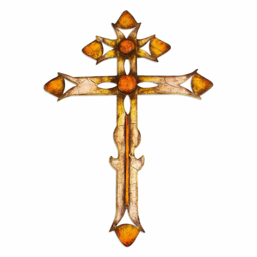 Steel Sheet  Double Barred Cross with Solar Design - Solar Cross