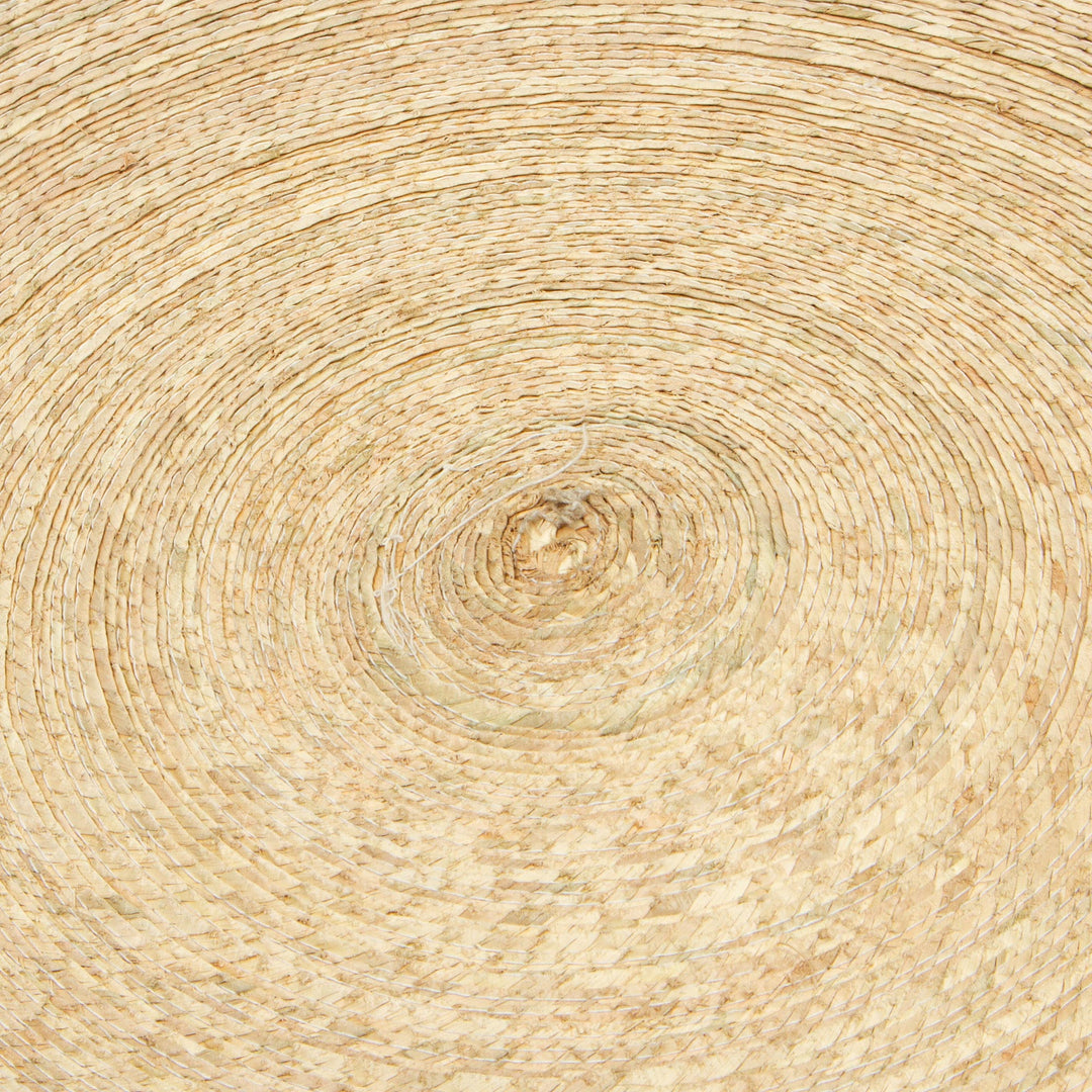 Double Layer Braided Palm Frond Accent Mat from Mexico - Double Braided Circles