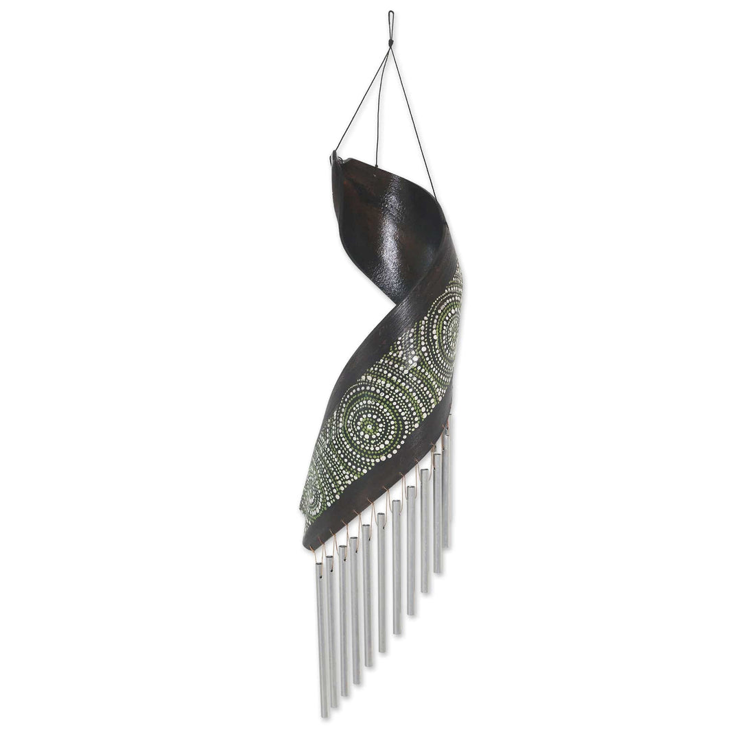 Handmade Coconut Fiber Wind Chime from Bali - Mandala Music