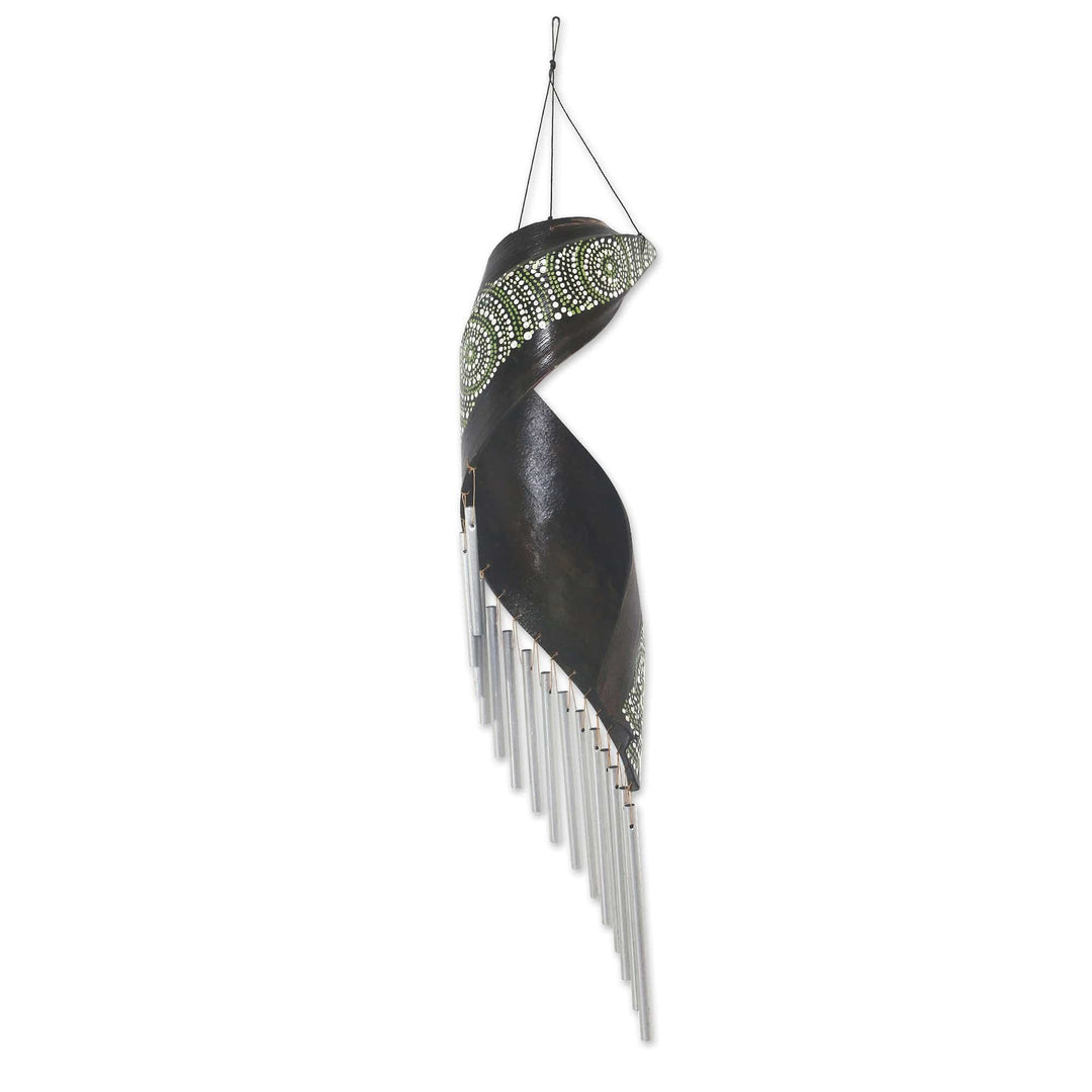 Handmade Coconut Fiber Wind Chime from Bali - Mandala Music
