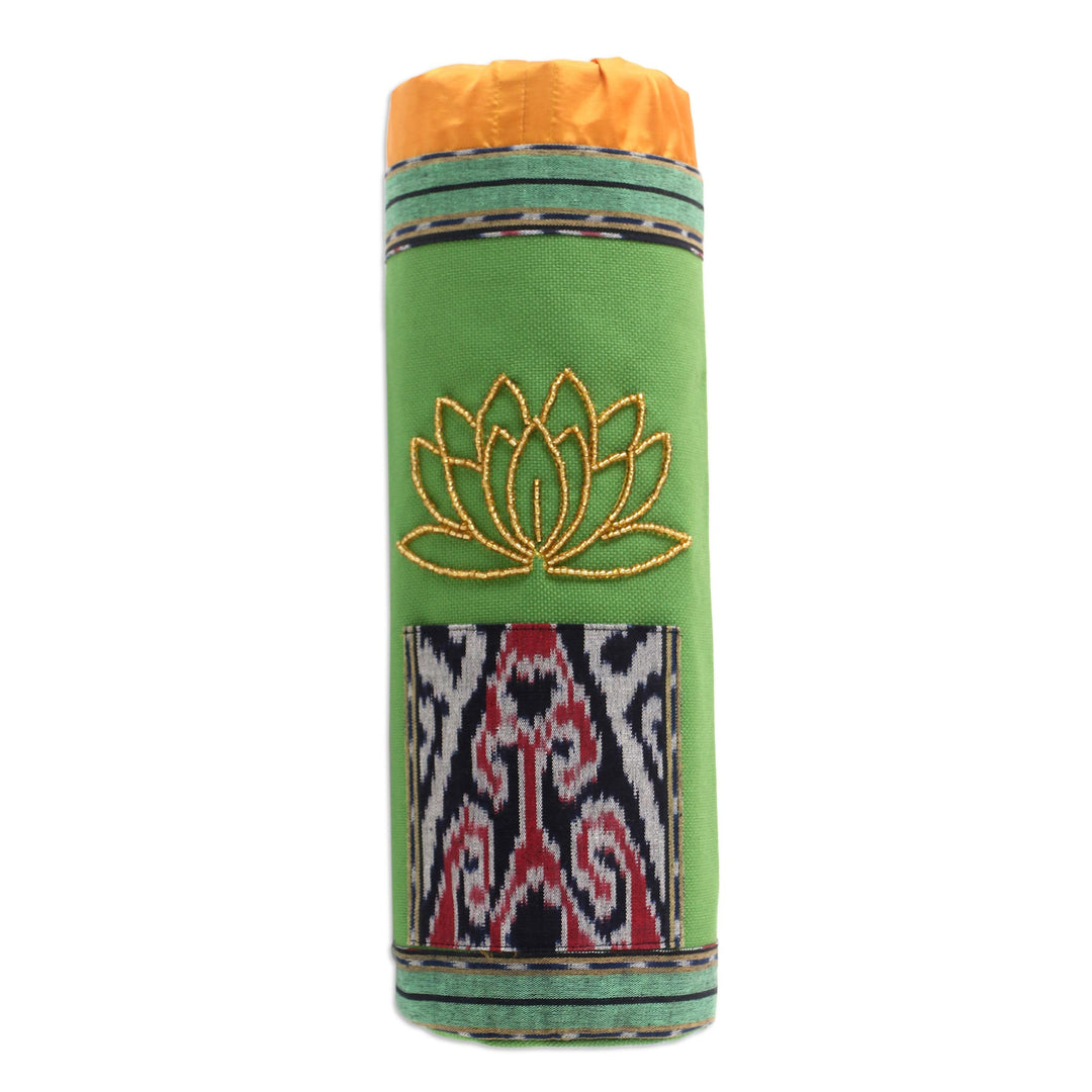 Ikat Cotton Yoga Mat Carrier with Lotus Motif - Large Golden Lotus