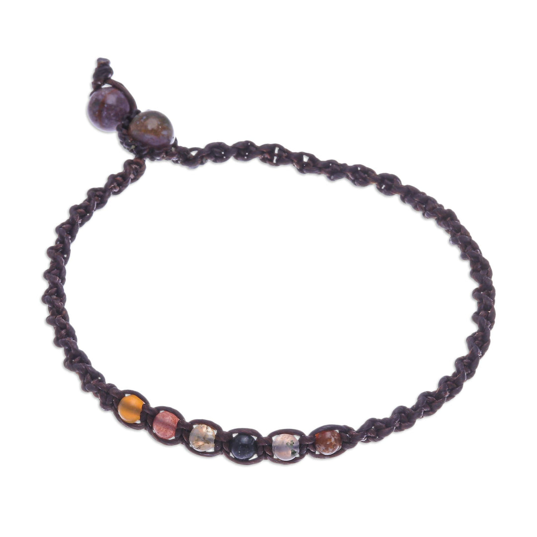 Multicolored Agate Beaded Macrame Anklet from Thailand - Thai Beach Chic
