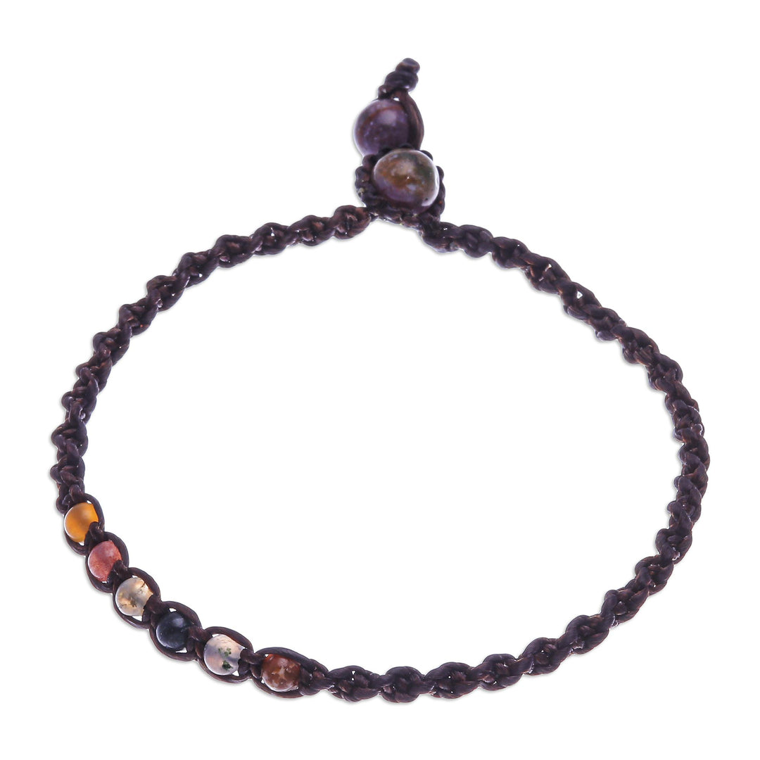 Multicolored Agate Beaded Macrame Anklet from Thailand - Thai Beach Chic