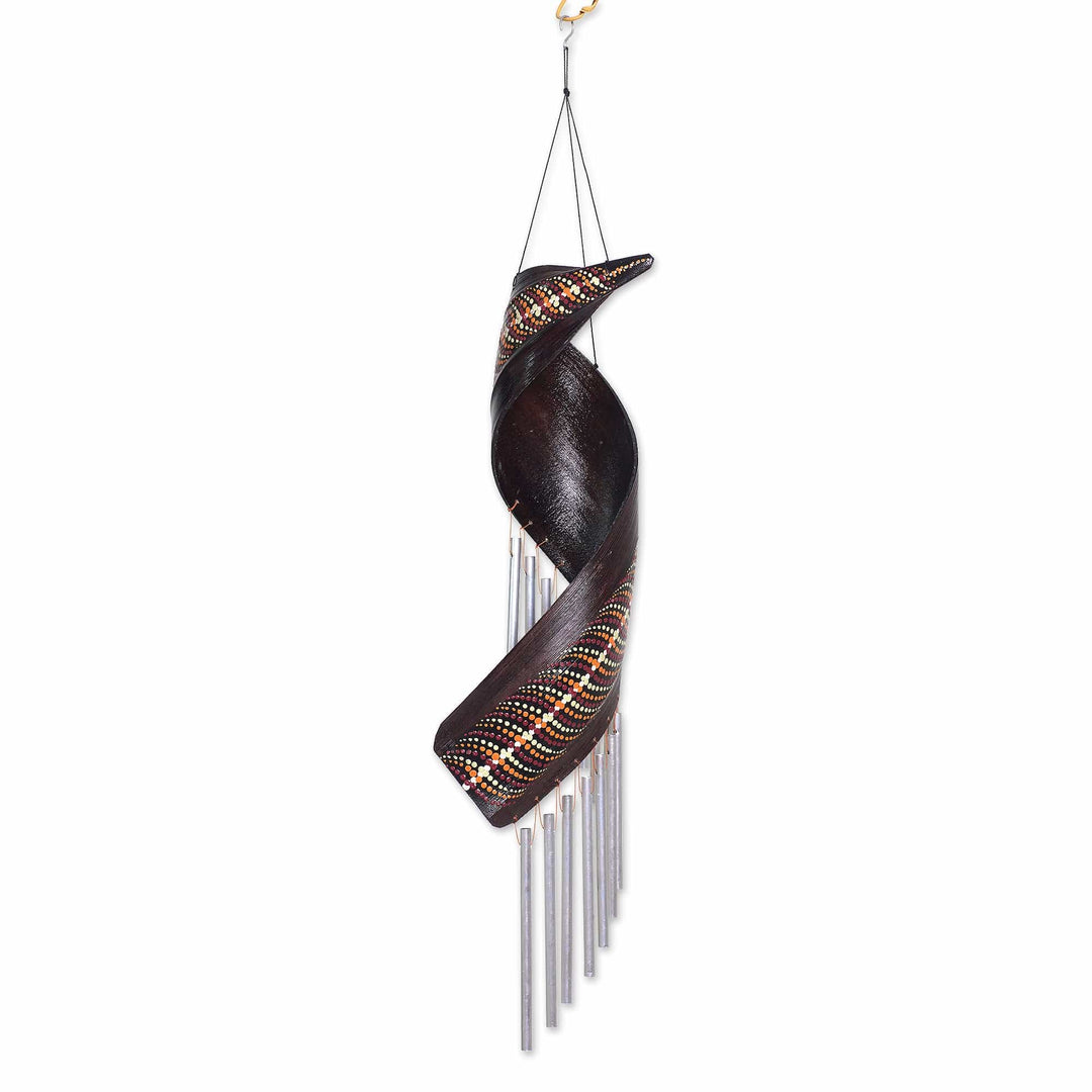 Artisan Crafted Coconut Fiber Wind Chime from Bali - Morning Melody