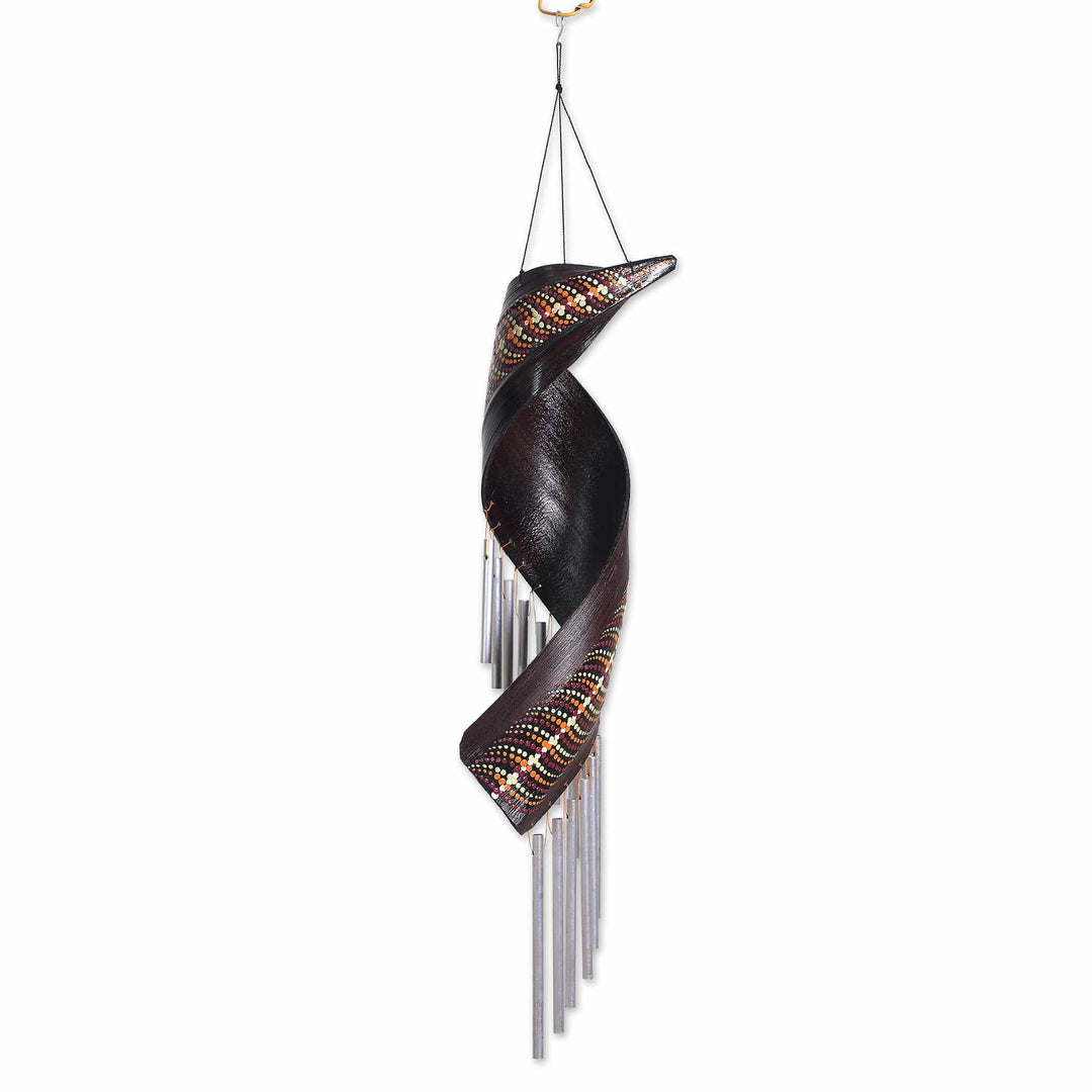 Artisan Crafted Coconut Fiber Wind Chime from Bali - Morning Melody