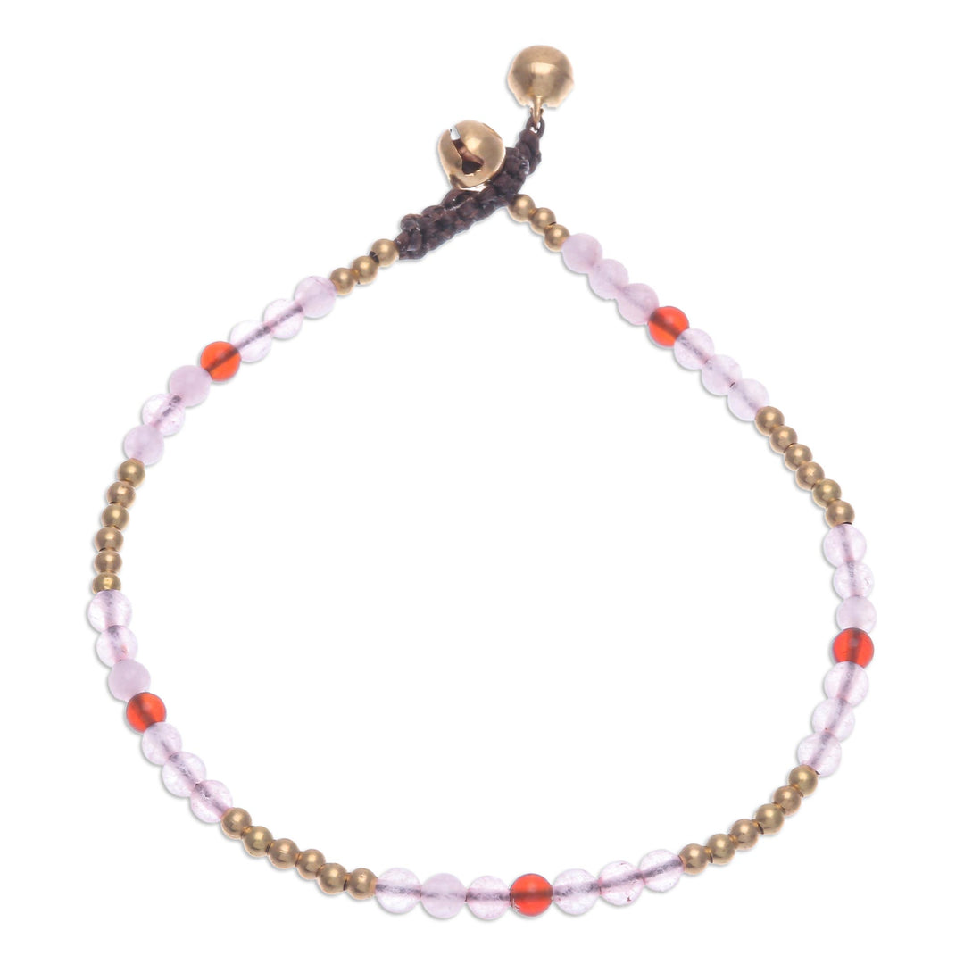 Rose Quartz and Carnelian Beaded Anklet - Sweetest Friend