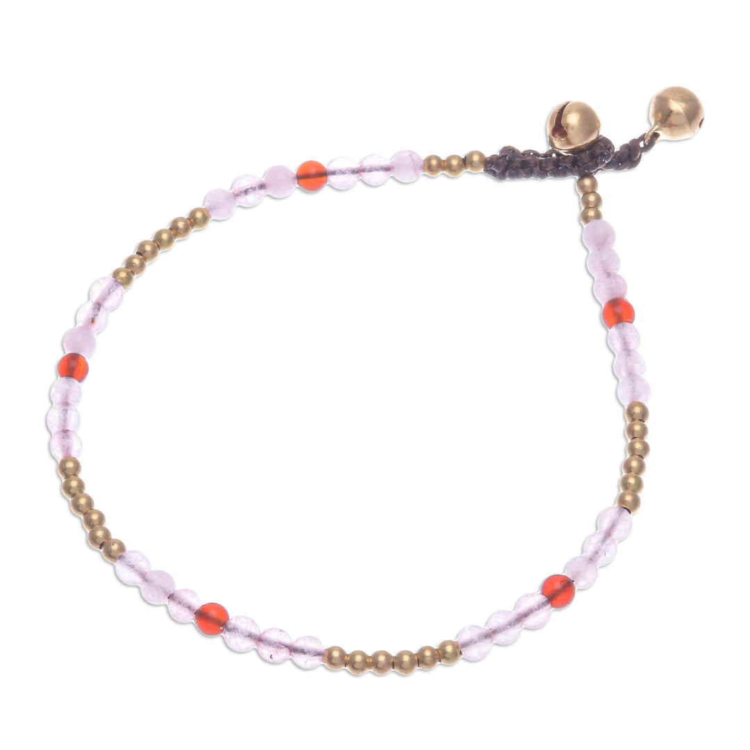 Rose Quartz and Carnelian Beaded Anklet - Sweetest Friend
