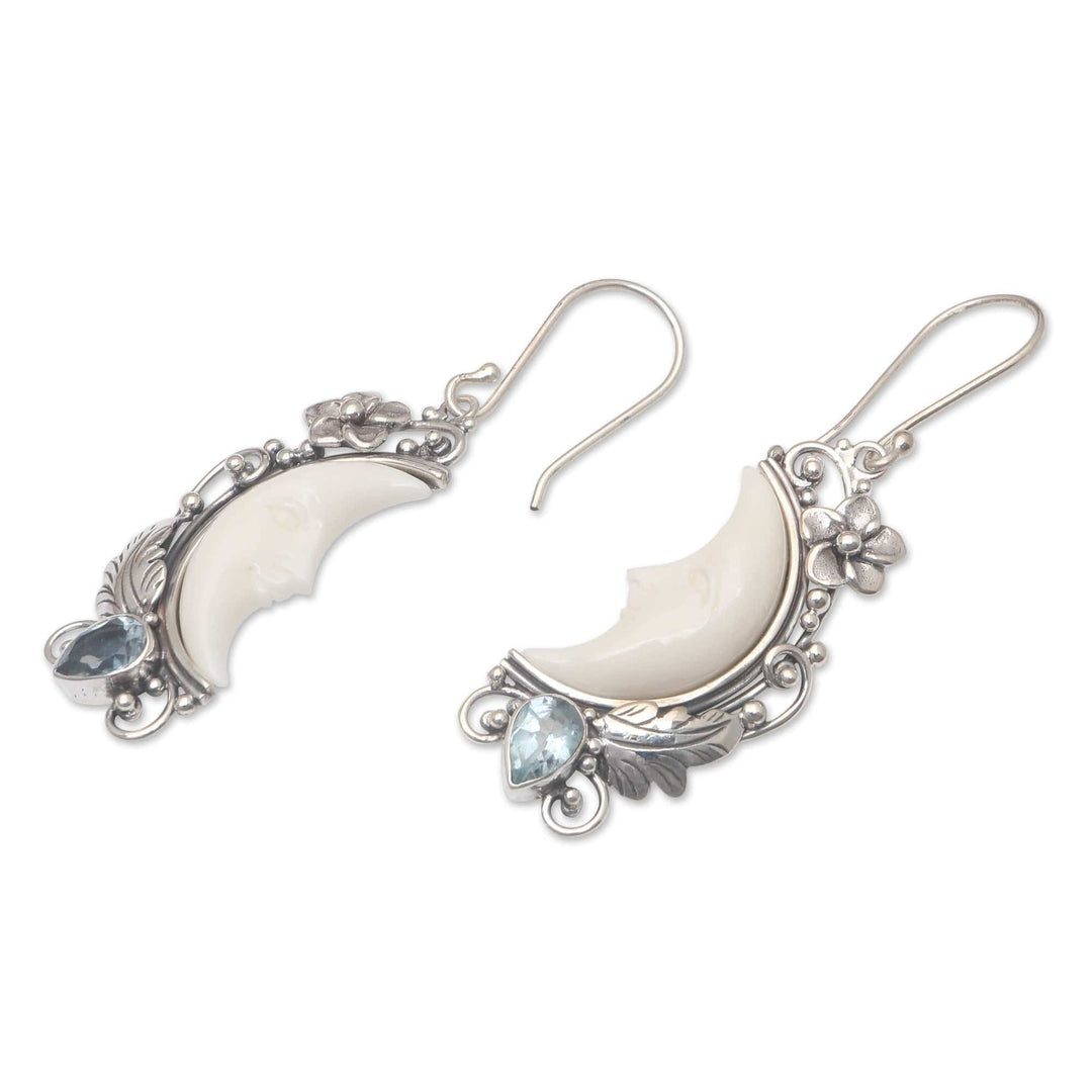 Blue Topaz and Sterling Silver Dangle Earrings - Tropical Moon