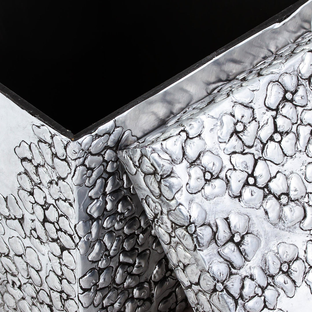 Aluminum Repousse  Floral Decorative Box from Mexico - Blossom Cascade