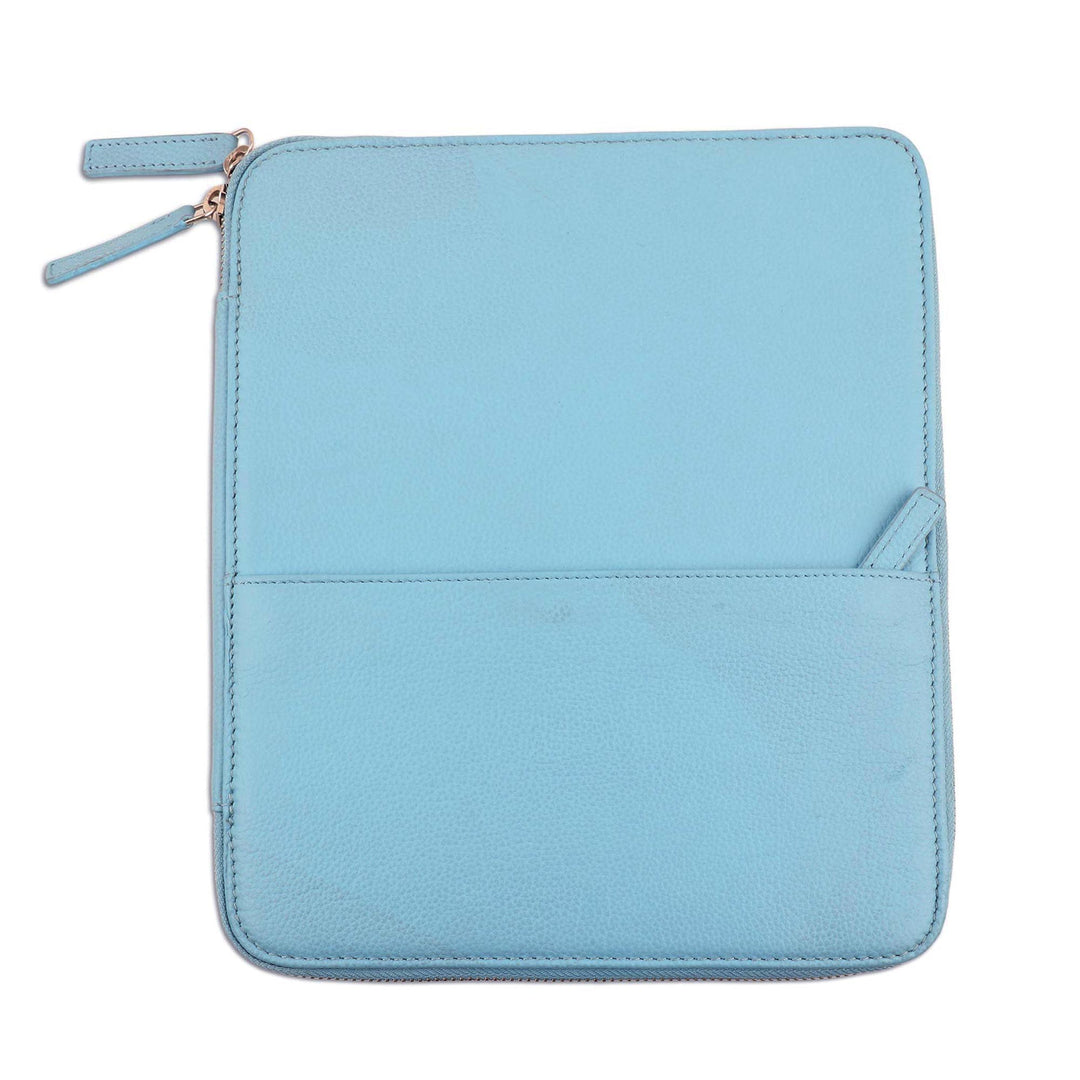 Grey Leather Travel Office Folio - Ultimate Travel Folio in Blue