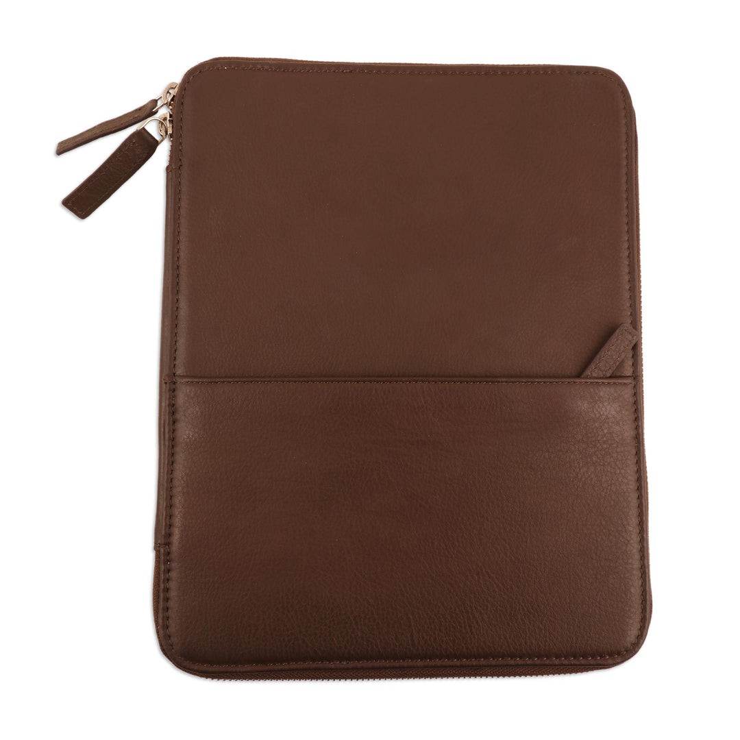 Brown Leather Travel Office Folio - Ultimate Travel Folio in Brown