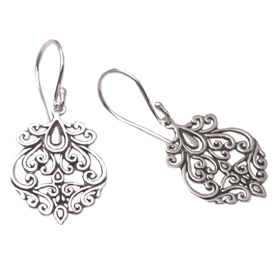 Polished Classic Vine-Themed Sterling Silver Dangle Earrings - The Leaf Life