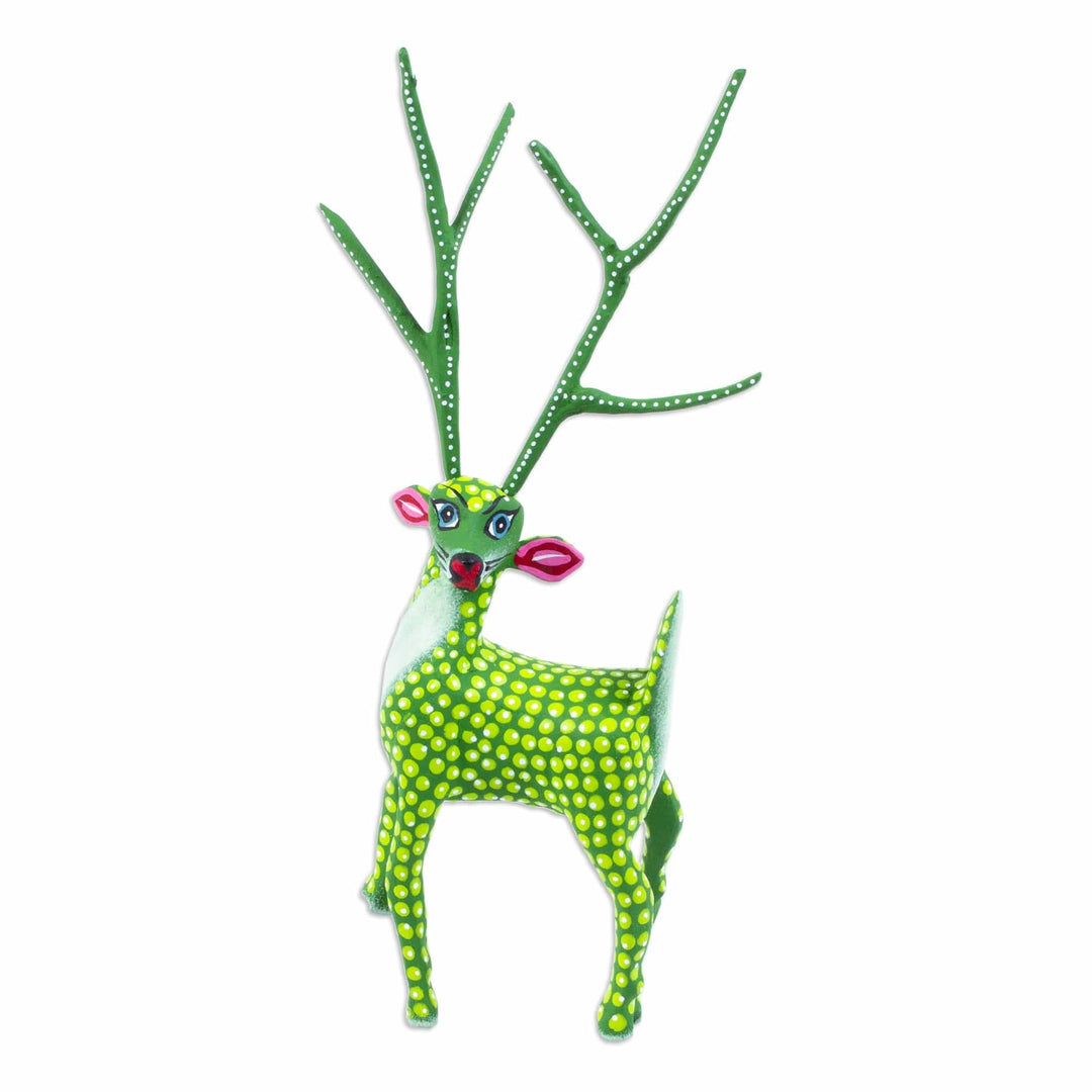 Handmade Copal Wood Alebrije - Green Deer