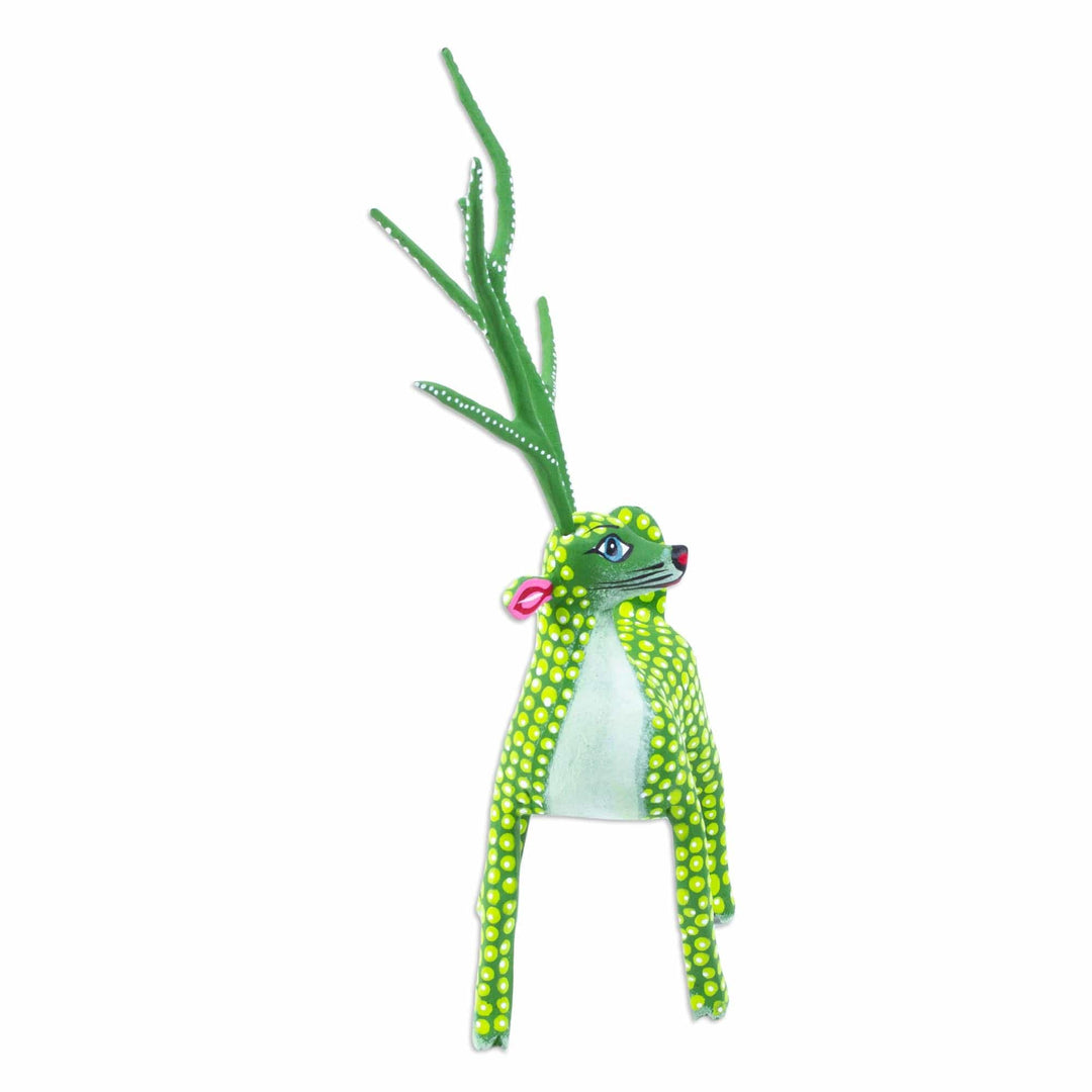 Handmade Copal Wood Alebrije - Green Deer