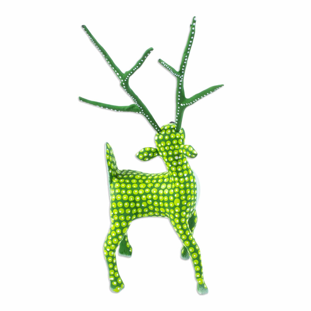 Handmade Copal Wood Alebrije - Green Deer