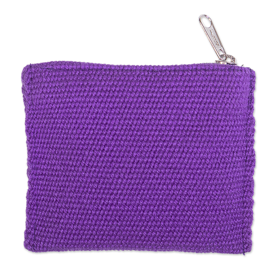 Handcrafted Coin Purse from Peru - Floral Keeper in Lilac