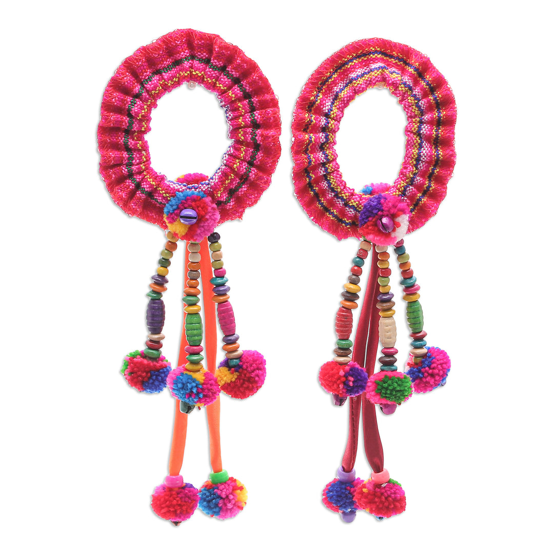 Hand Made Cotton-Blend Hair Scrunchies (Pair) - Hmong Spirit in Red-Orange