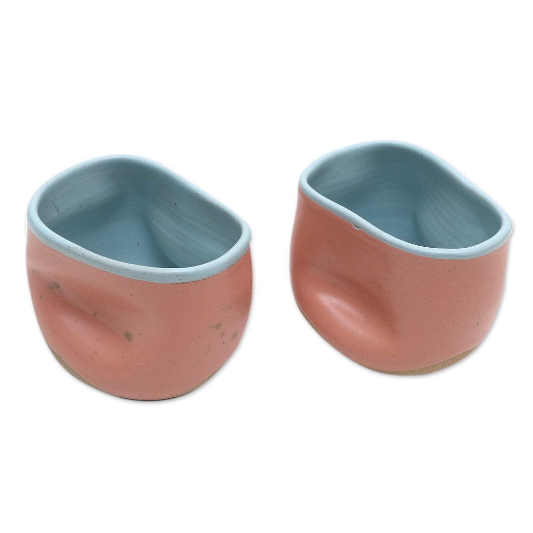 Artisan Crafted Teacups from Java (Pair) - Pink Squeeze