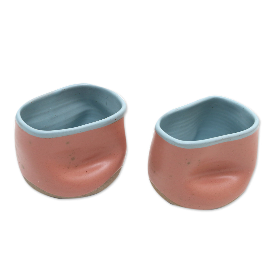 Artisan Crafted Teacups from Java (Pair) - Pink Squeeze
