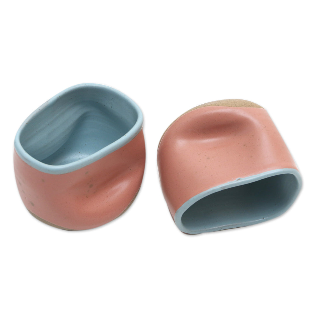 Artisan Crafted Teacups from Java (Pair) - Pink Squeeze