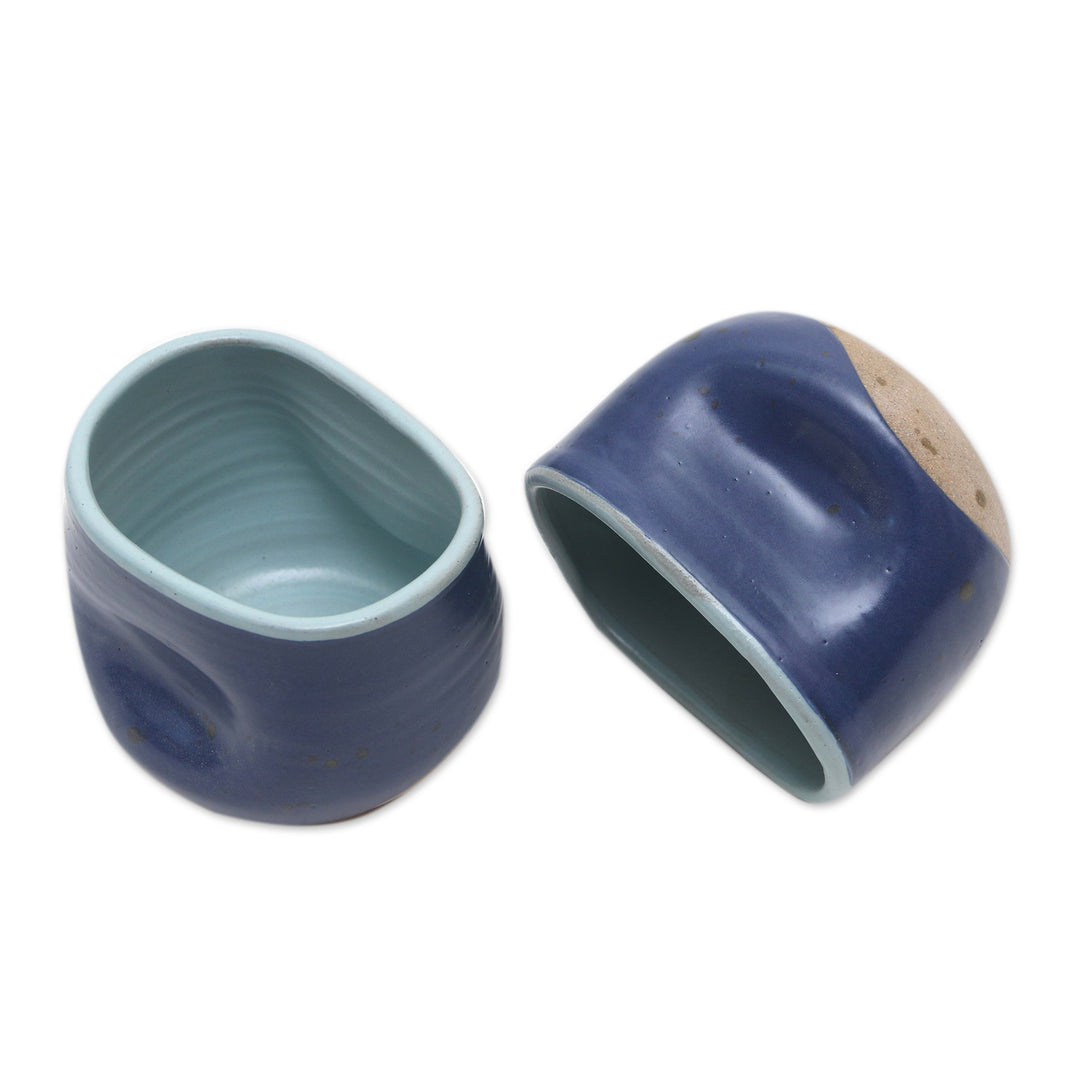 Blue Ceramic Teacups (Pair) - Indigo Squeeze
