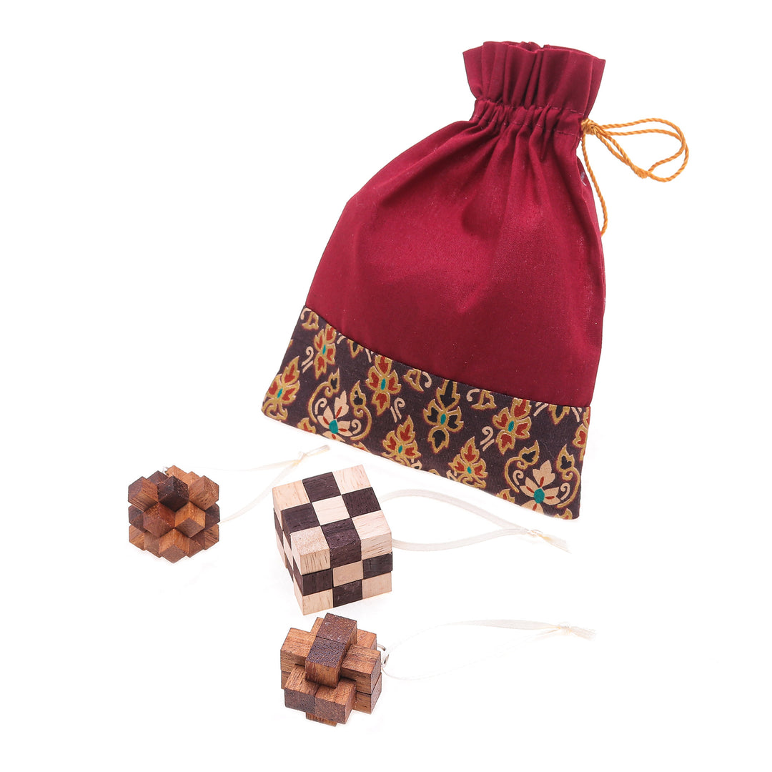 Small Wooden Puzzle Ornaments (Set of 3) - Creative Christmas