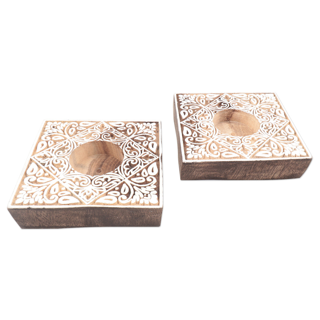 Artisan Crafted Tealight Candle Holders from India (Pair) - Celebration Day