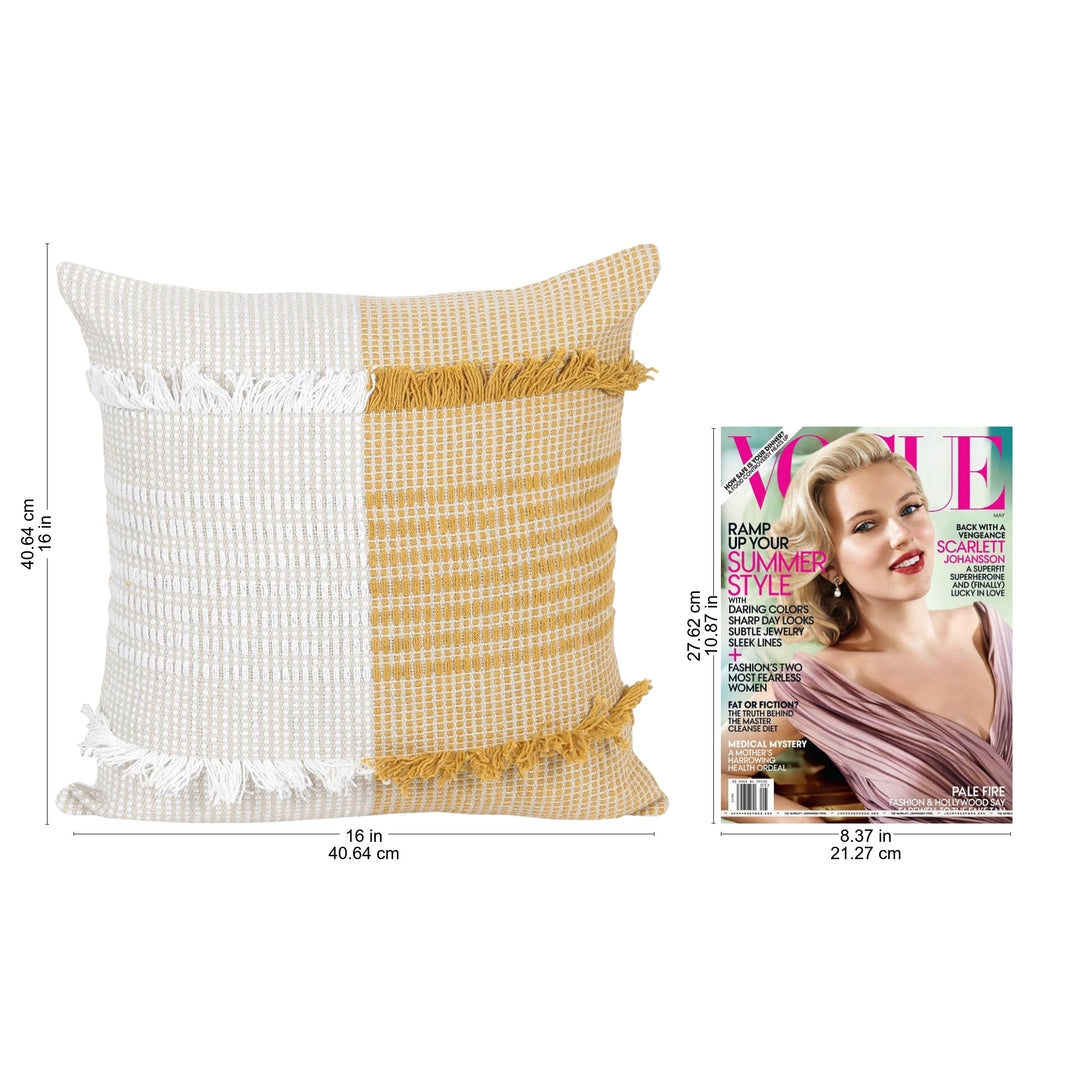 Amber and Ivory Cotton Cushion Covers (Pair) - Delhi Sophistication in Honey