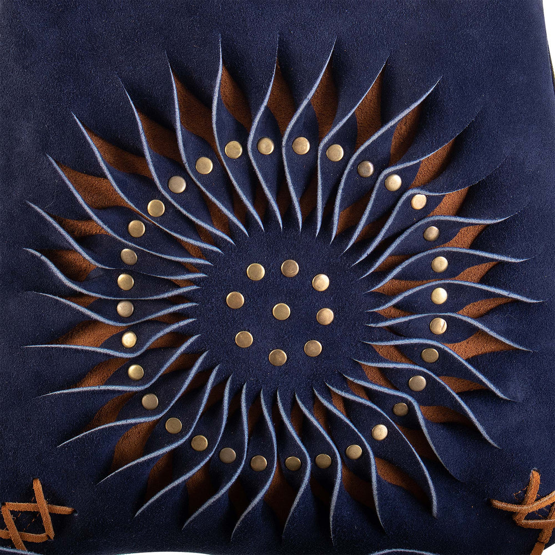 Suede Shoulder Bag in Blue with Adjustable Strap from Peru - Ripple Effect