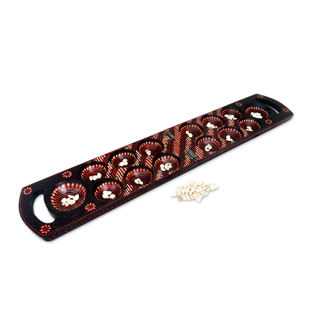 Hand-painted Wood Batik Mancala Game from Indonesia - A Passionate Leisure
