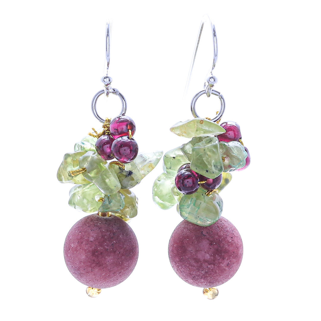 Colorful Multi-Gemstone Cluster Dangle Earrings - Berry Lover