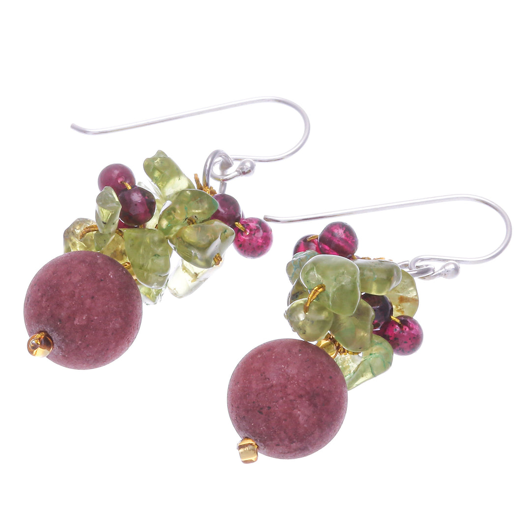 Colorful Multi-Gemstone Cluster Dangle Earrings - Berry Lover