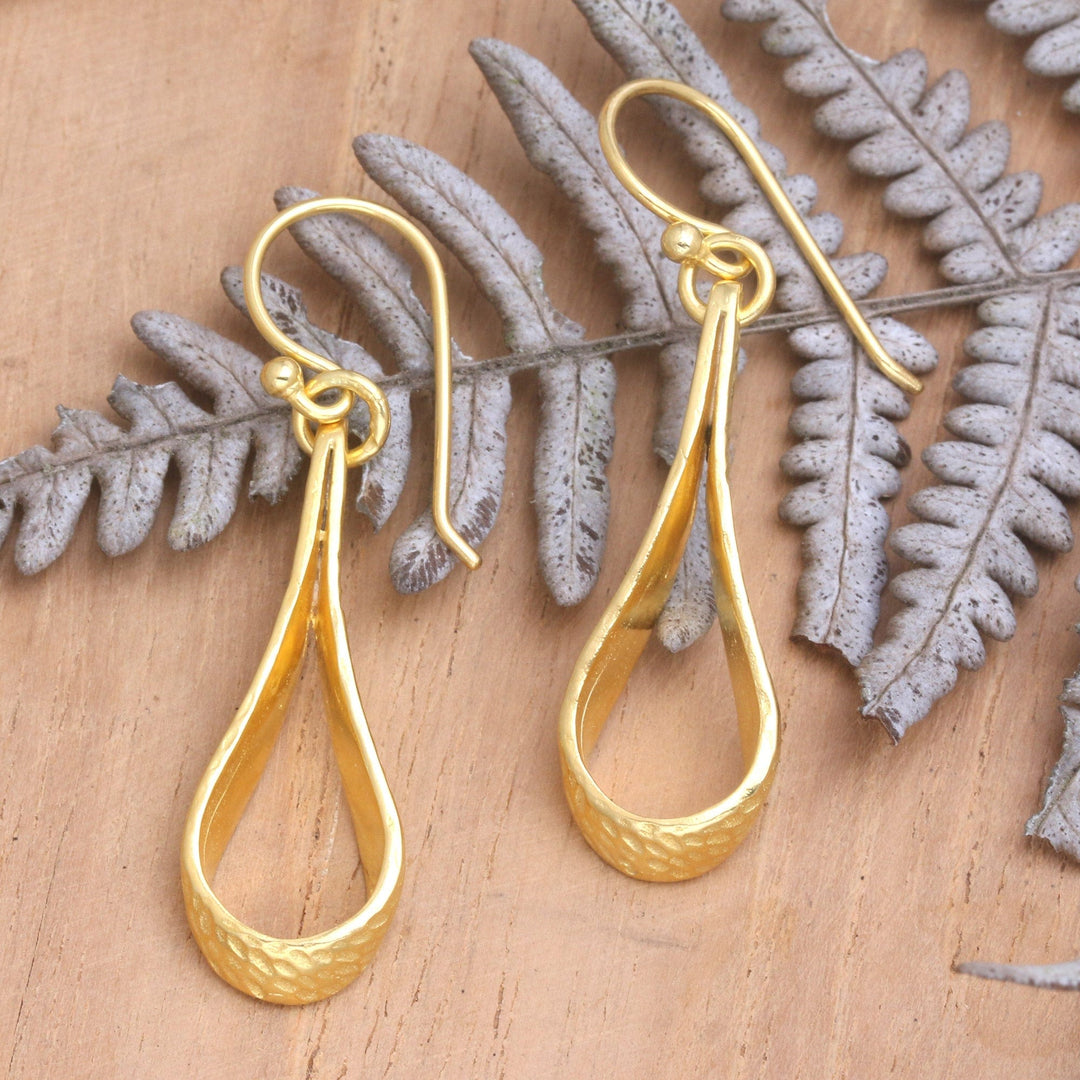 Balinese 18k Gold-plated Modern Dangle Earrings - Enchanting Style