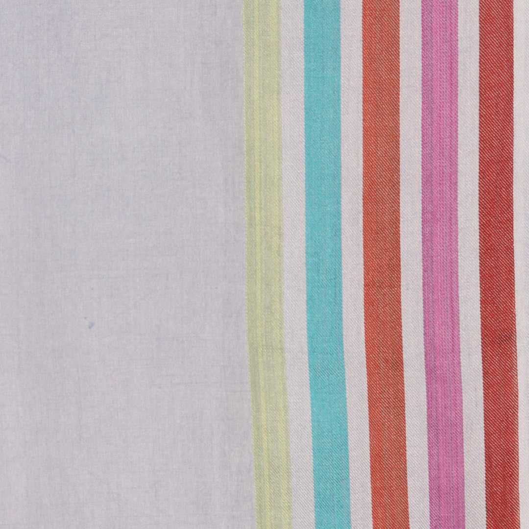 Indian Handloomed Striped Silk Shawl in Steel Blue - Steel Blue Charm